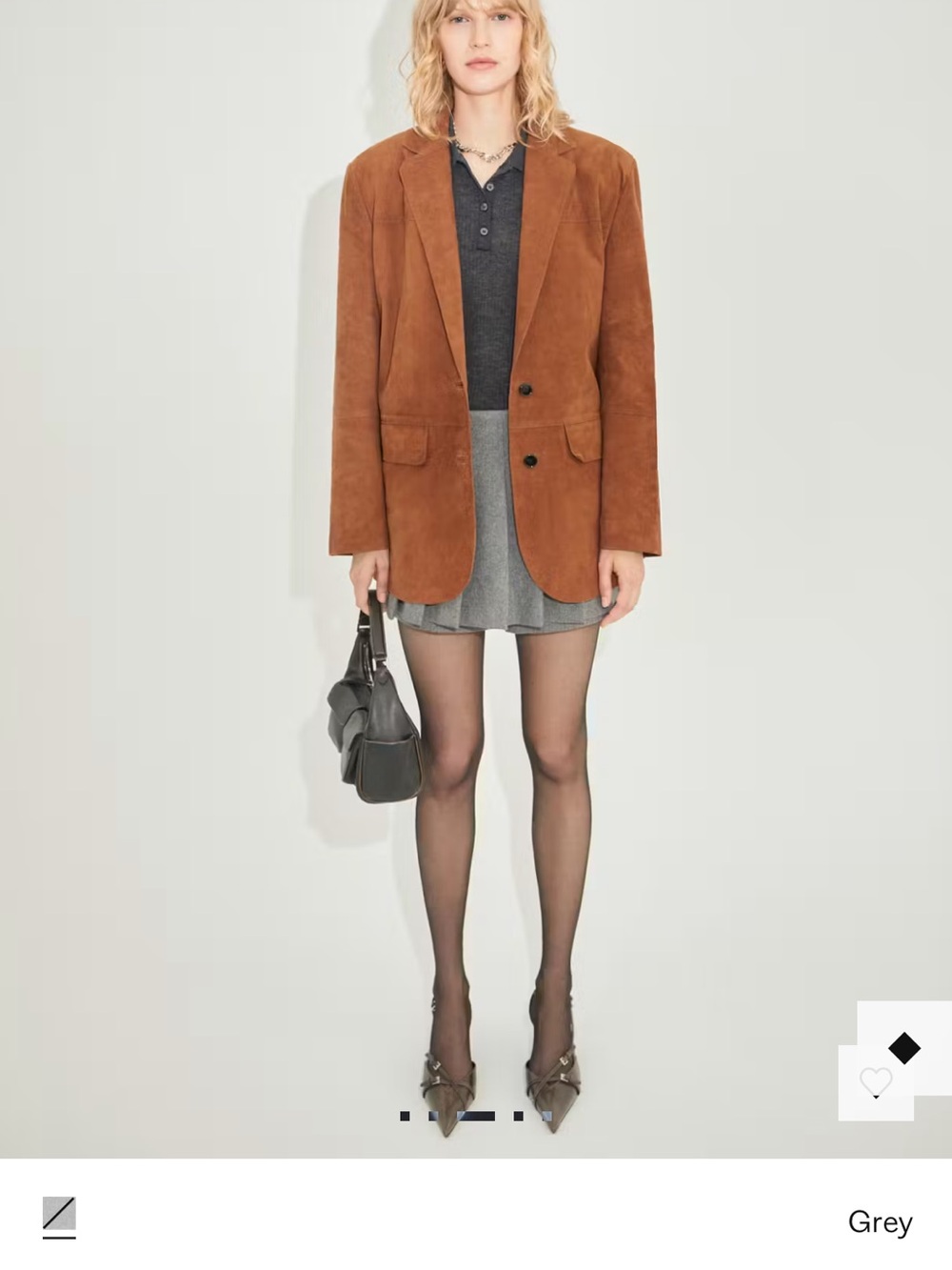 Mango Gray Pleated Circle Skirt